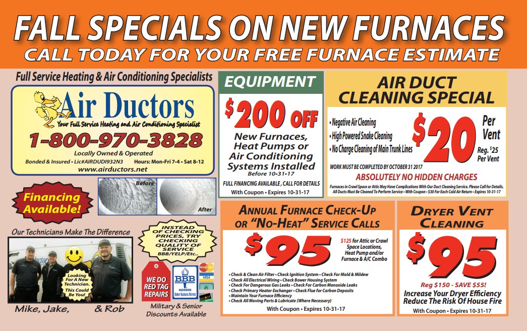 Furnace Repair & Duct Cleaning Air Ductors